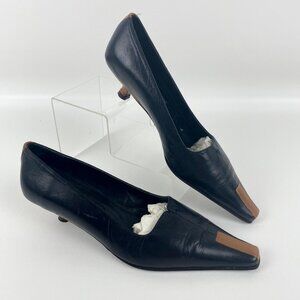 MEDICI Women's Black and Gold Leather Heels Pumps Size 8.5M